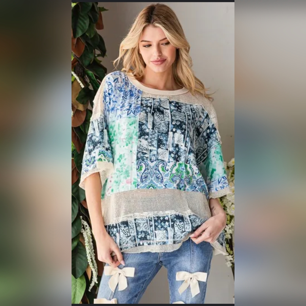 Oli & Hali Boho Mixed Print Top